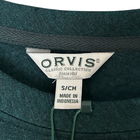 Orvis Women's Cozy Pullover Sweatshirt Small Green Crew Neck Round Hem NEW - Picture 5 of 8